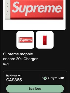 Supreme Red Portable Power Bank Charger